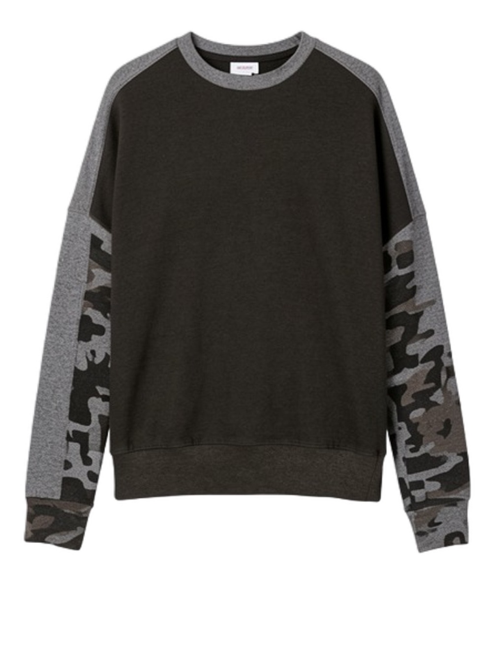 Sundry Women's Size 2 Medium Charcoal Camo Sleeve Pullover Sweatshirt